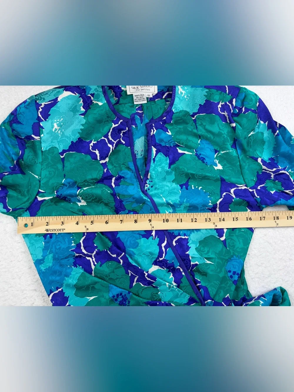 VTG Silk Studio for Petites 100% Silk Wrap Blouse 12 - Picture 13 of 15